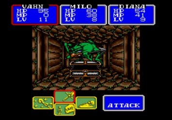 Shining in the Darkness SEGA Mega Drive RPG Chestbeak Boss Cave of Strength Vahn Milo Diana