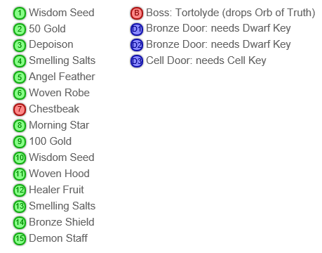 Shining in the Darkness SEGA Mega Drive RPG Walkthrough Lösung Map Cave of Courage