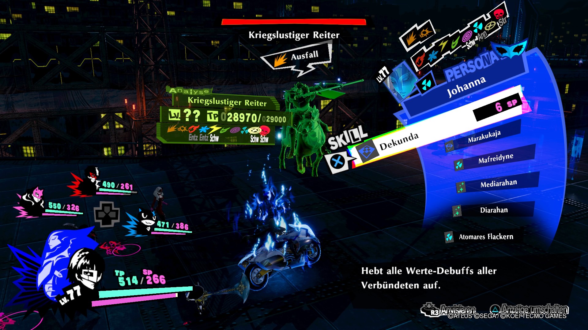 Persona 5 Strikers Dire Shadow Düstershatten Osaka PS4 RPG JRPG Guide Kriegslustiger Reiter