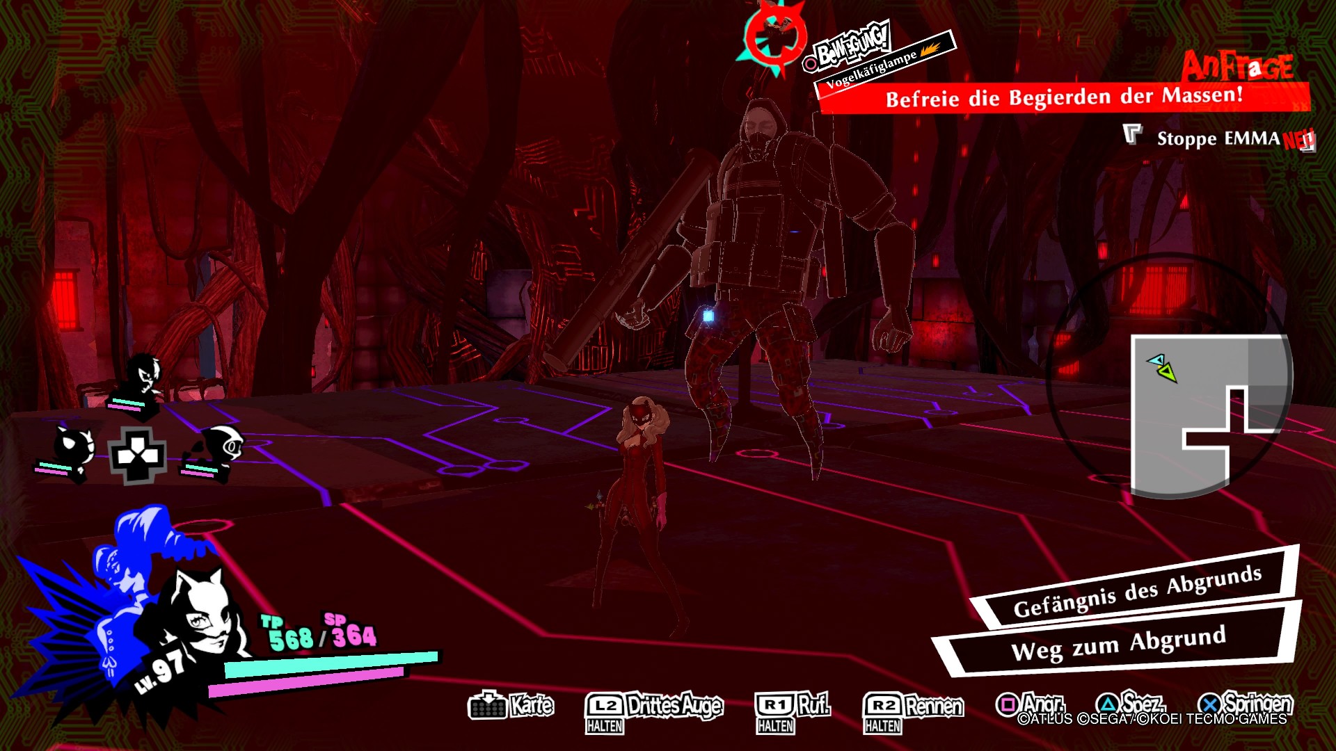 Persona 5 Strikers Dire Shadow Düstershatten Gefängnis des Abgrunds PS4 RPG JRPG Guide Schwarze Sonne