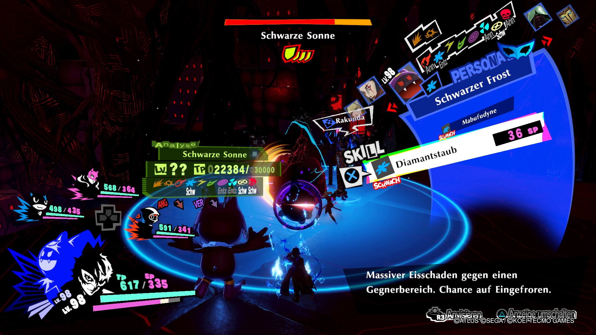 Persona 5 Strikers Dire Shadow Düstershatten Gefängnis des Abgrunds PS4 RPG JRPG Guide Schwarze Sonne