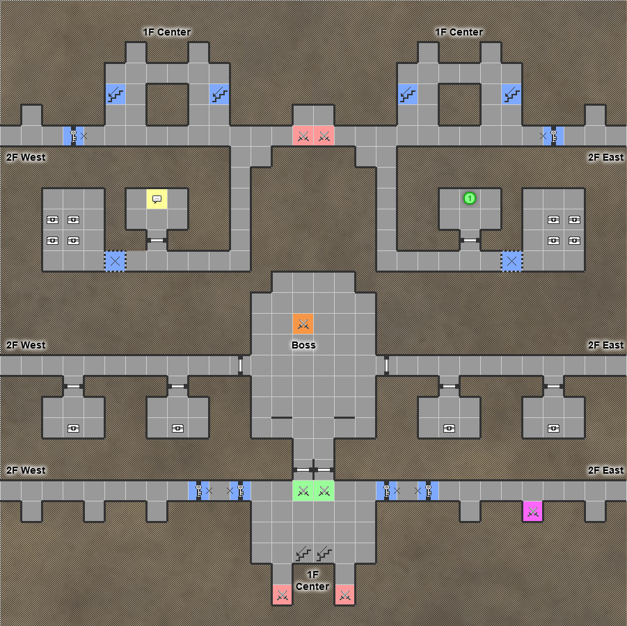undernauts labyrinth of yomi Switch Dungeon Crawler RPG Walkthrough Lösung Map Maps DL Stronghold 2F Center Second Floor